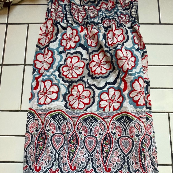 MOSSIMO SUPPLY CO Sweet Smocked Plumeria Paisley Sundress Tank Dress July 4th M - Picture 4 of 10